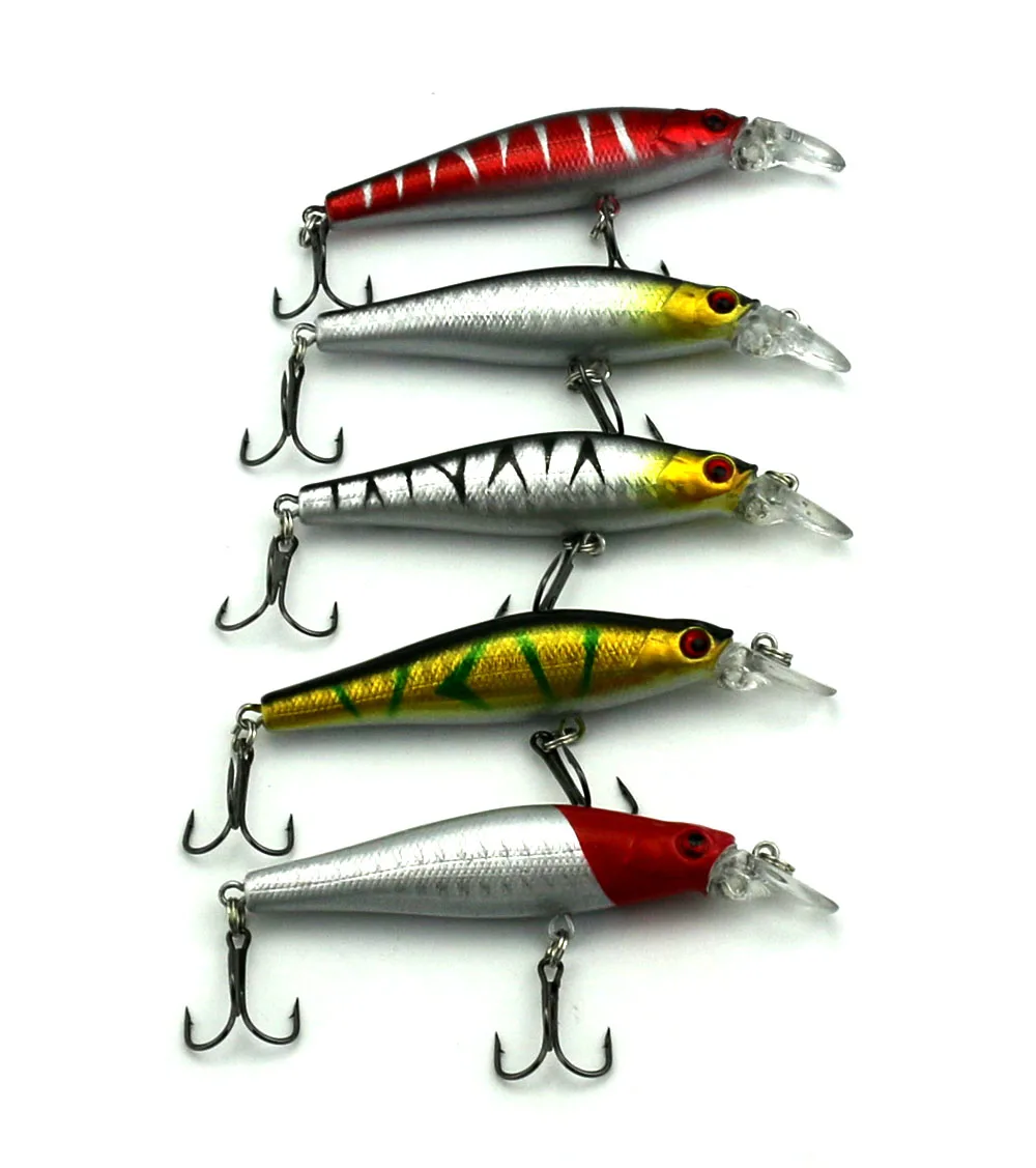

5 pcs 8.5cm-9g Artificial Fishing Lures Minnow fishing baits Hard bait Crank pike bass wobble isca pesca fishing Hooks(MI089)