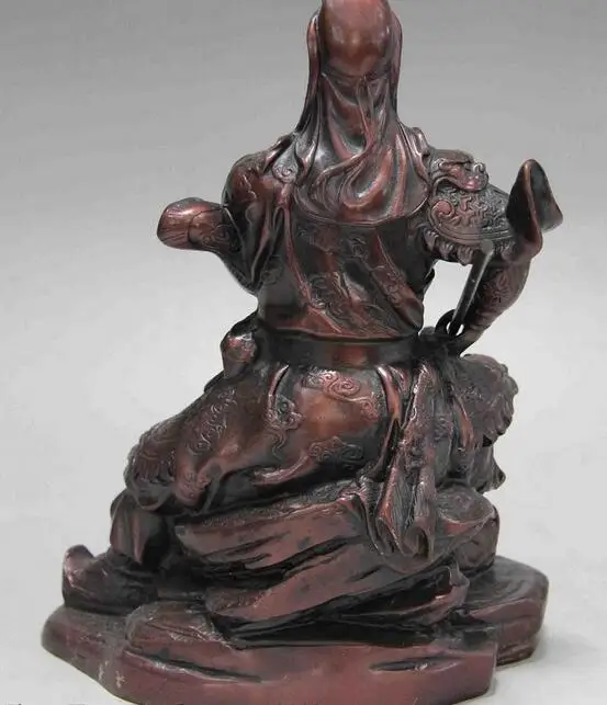 Китайская народная статуя Гуань Гонг Дракон Юй из чистой бронзы Бог войны