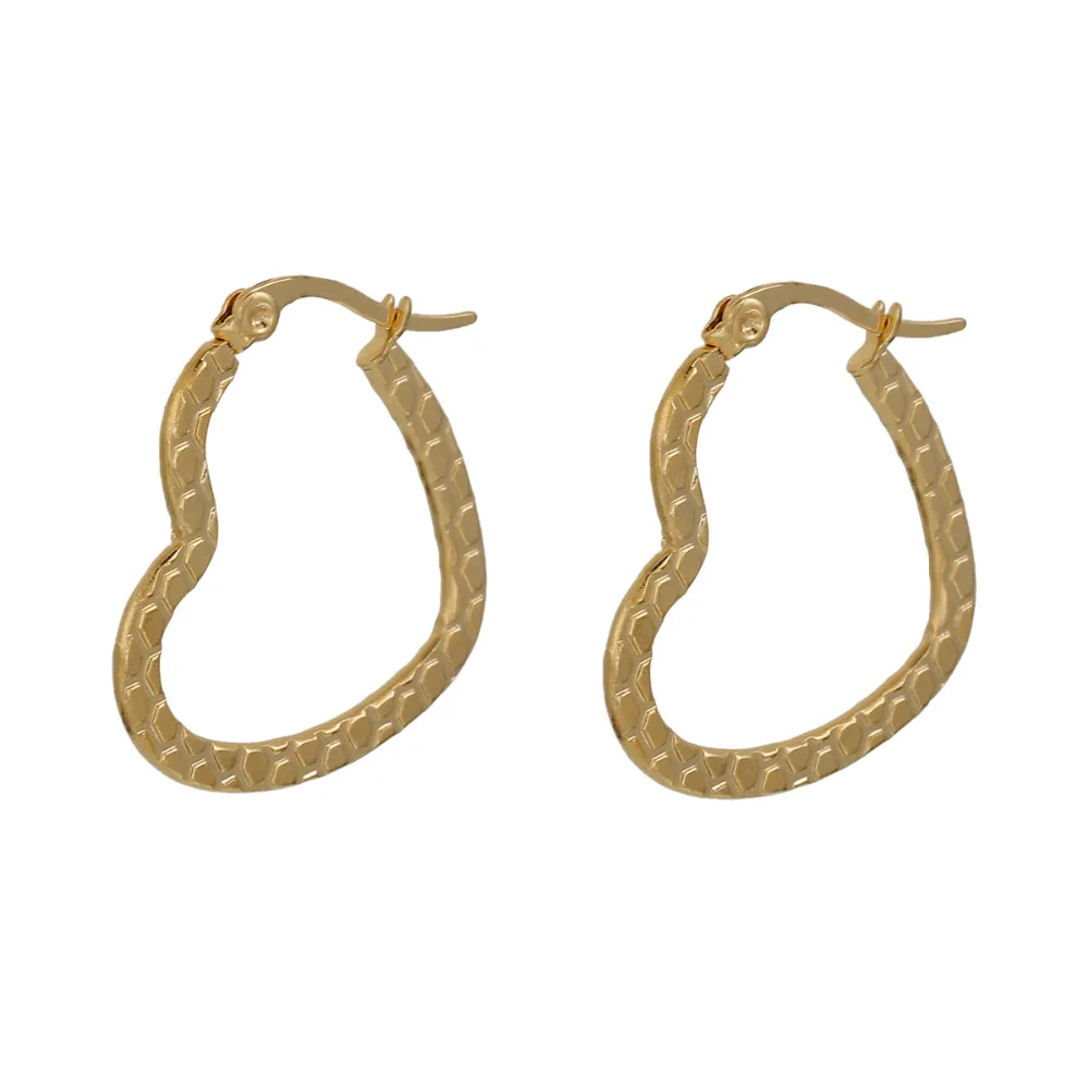 DoreenBeads женские серьги для девочек 304 серьга-Кольцо из нержавеющей стали серьги сердце золотого цвета 27 мм(1 1/") x 23 мм(7/8"), 1 пара