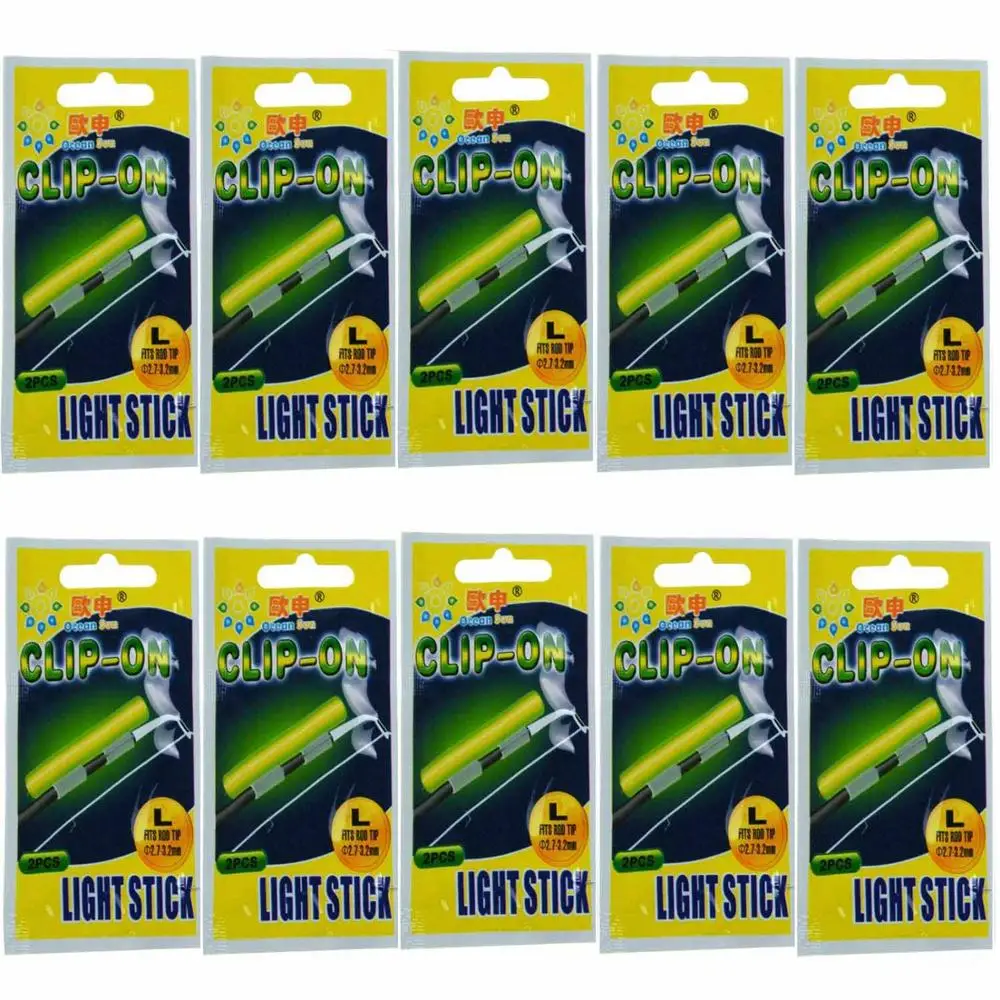 10 Bags L 2.7-3.2mm 20 штук(10 мешков) светящиеся палочки клип на удочку наконечник зеленый флуоресцентная палочка светящиеся трубки M L XL светильник-палка ночные рыболовные снасти - Цвет: 10 Bags L 2.7-3.2mm