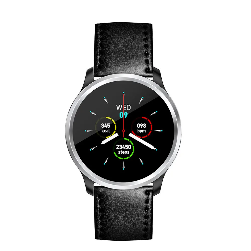 Black leather E18 наручные часы водонепроницаемые Смарт HRV отчет артериального давления браслет PPG ЭКГ Smartwatch для Android часы соединяющиеся со смартфоном монитор - Цвет: Black leather