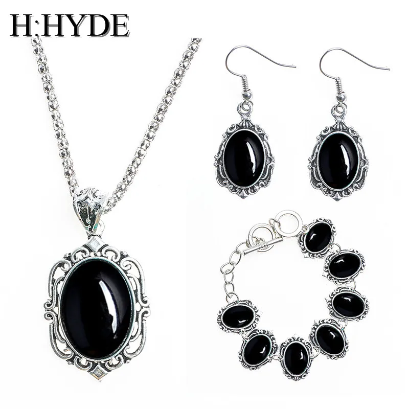 Комплект украшений H:HYDE 1 комплект Винтажный Зеленый Свежий кулон ожерелье серьги