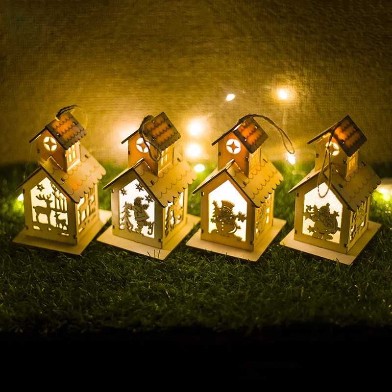 

New year Christmas Led Luminous house Cabins Pendant Table Cabin Pendant Ornament christmas decoration for home enfeite de natal