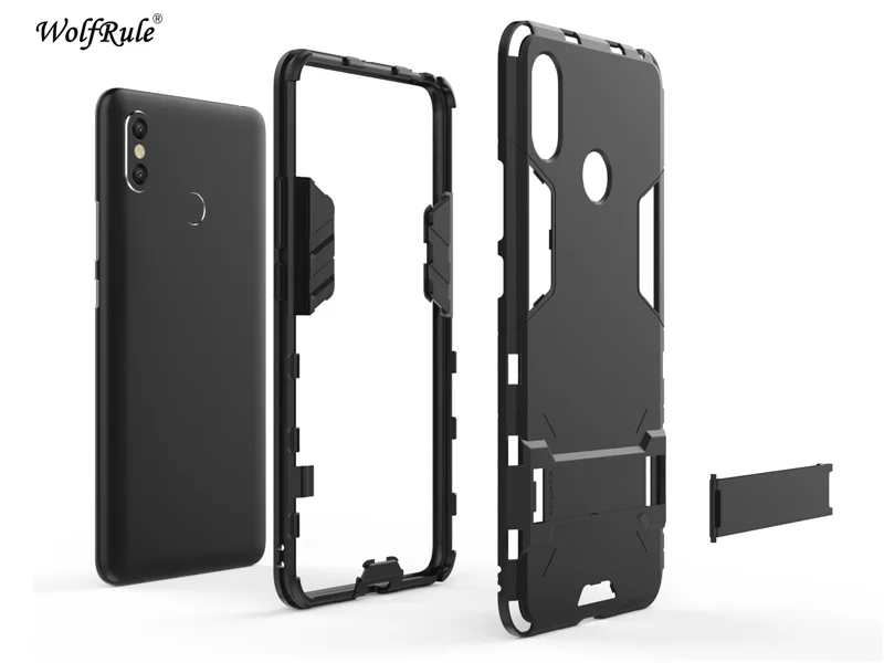 Wolfrole Xiaomi Mi Max 3 Чехол резиновый + жесткий пластиковый чехол с подставкой для Xiomi