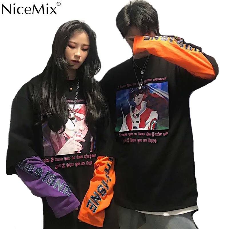 NiceMix/Осенняя Толстовка в стиле Харадзюку, женский джемпер унисекс, большие размеры, китайский мультяшный пуловер, женская одежда, Sudadera Mujer