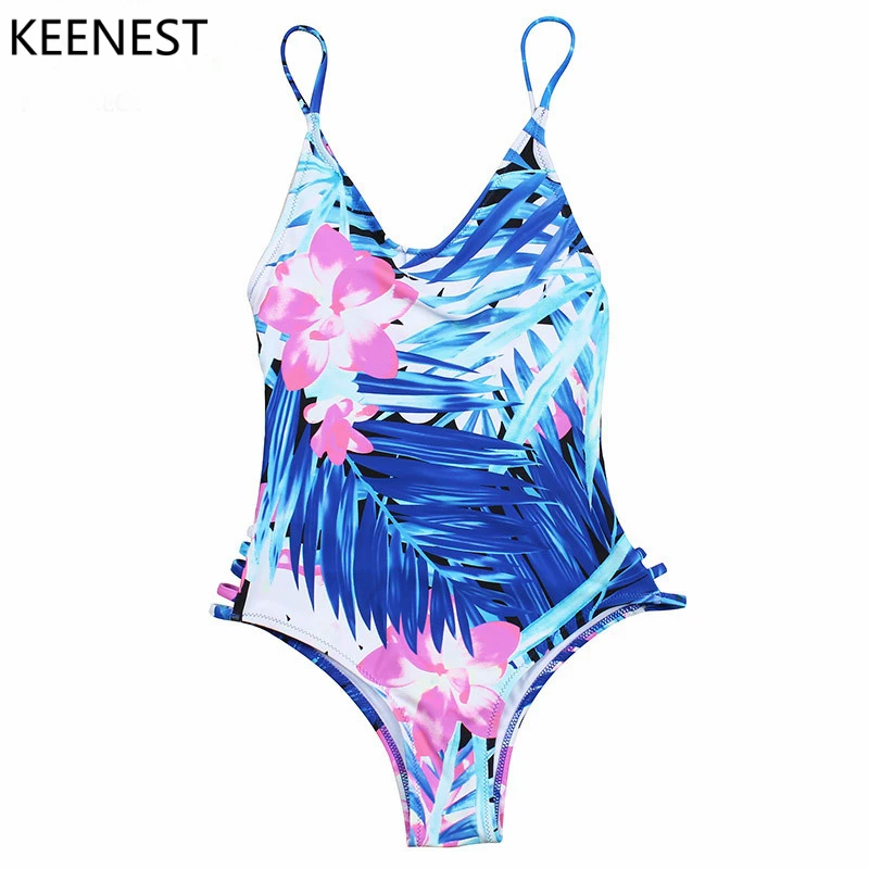 KEENEST 2018 сексуальный цельный купальник женский с зелеными листьями боди Бандаж