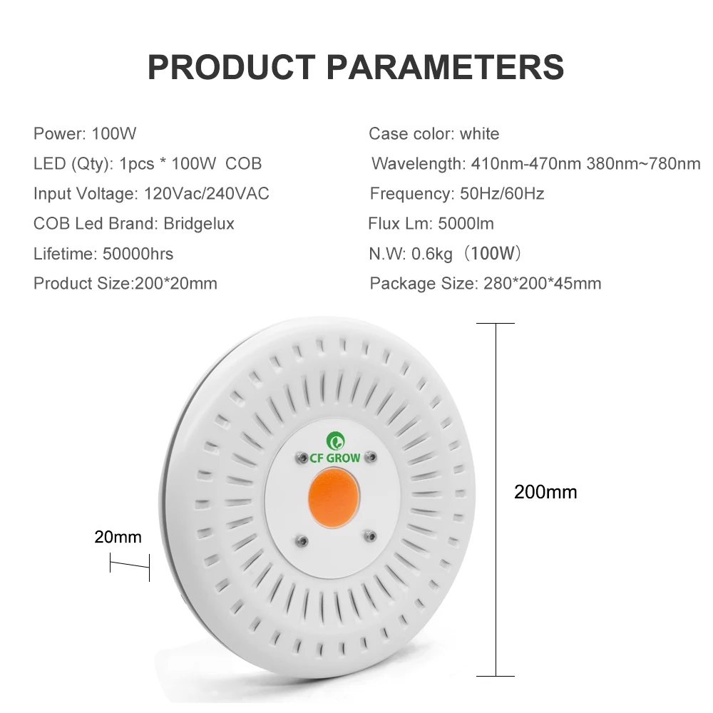 COB LED Grow Light Full Spectrum 100W UFO lED Lamp Waterproof IP67 For Vegetable Flower Indoor Hydroponic Greenhouse - Светодиодная лампа COB LED Grow Light Full Spectrum 100W UFO влагозащищенная IP67 для растений овощей и цветов внутри помещения гидропон