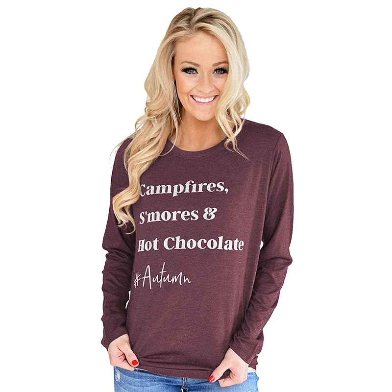 SHIBEVER Повседневная Весенняя женская футболка с буквенным принтом свободные