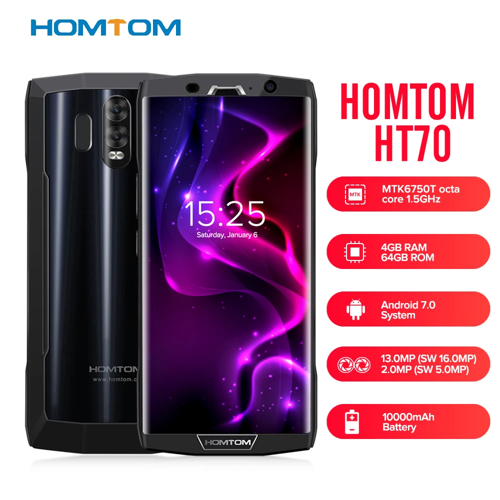 Оригинальный HOMTOM HT70 4G смартфон 6 0 ''Android 7 MTK6750T Восьмиядерный 1 5 ГГц 4 Гб ОЗУ 64 ПЗУ