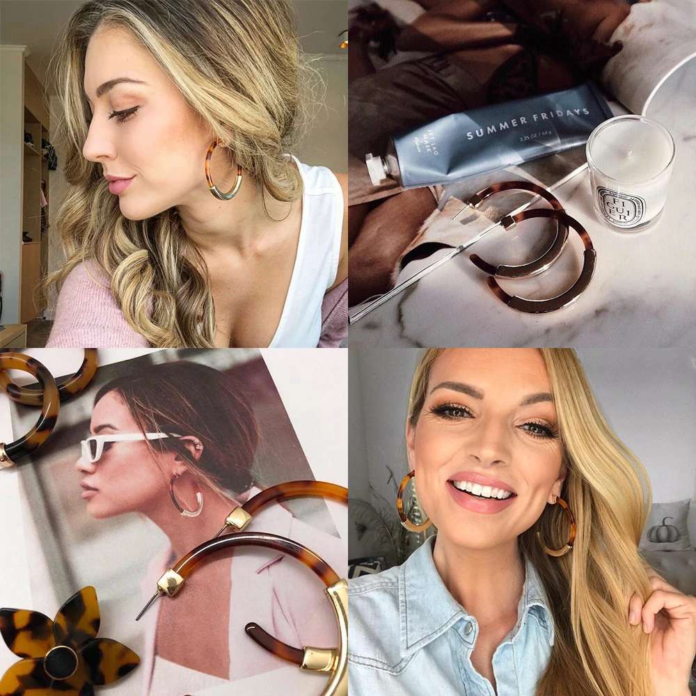 Boho Круглый резиновые, акриловые обруч серьги для женщин Bijoux C форма круг обручи сплава себе обручи женские украшения