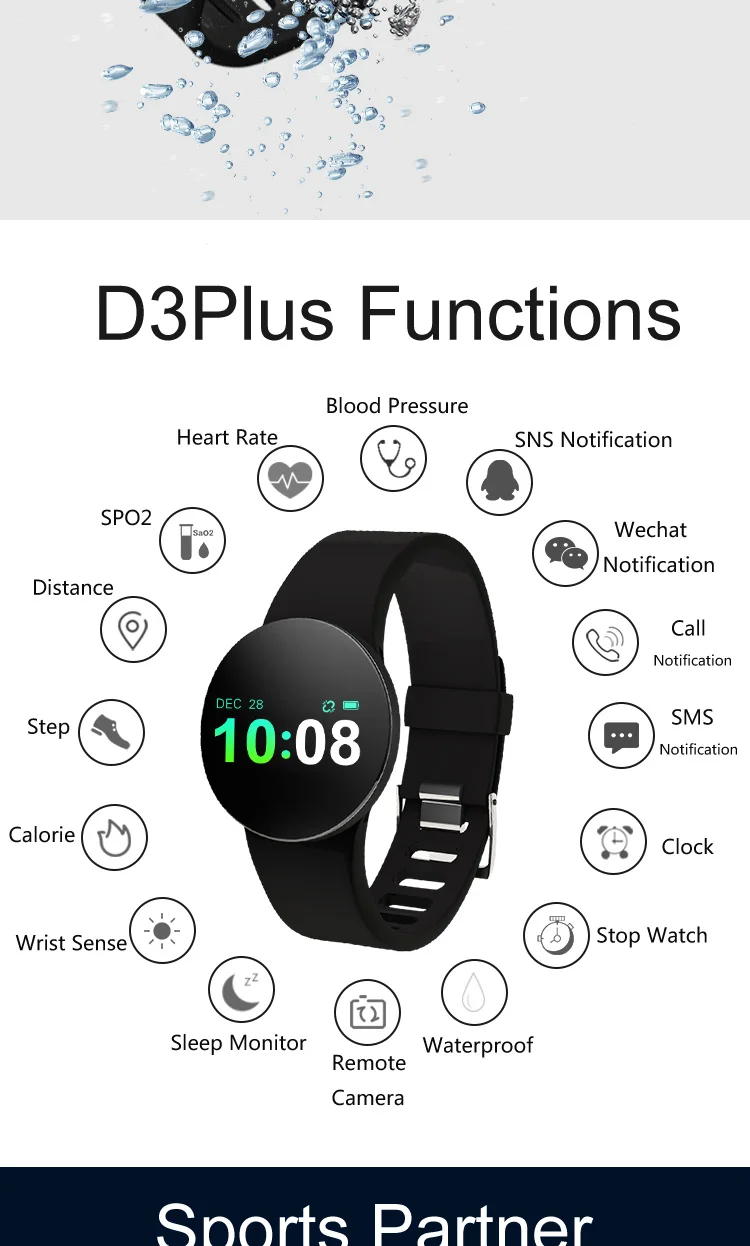 KAIHAI H25 Фитнес трекер smart watch браслет водонепроницаемый ip68 наручный Секундомер Монитор сердечного ритма браслет сна PK mi Группа 3