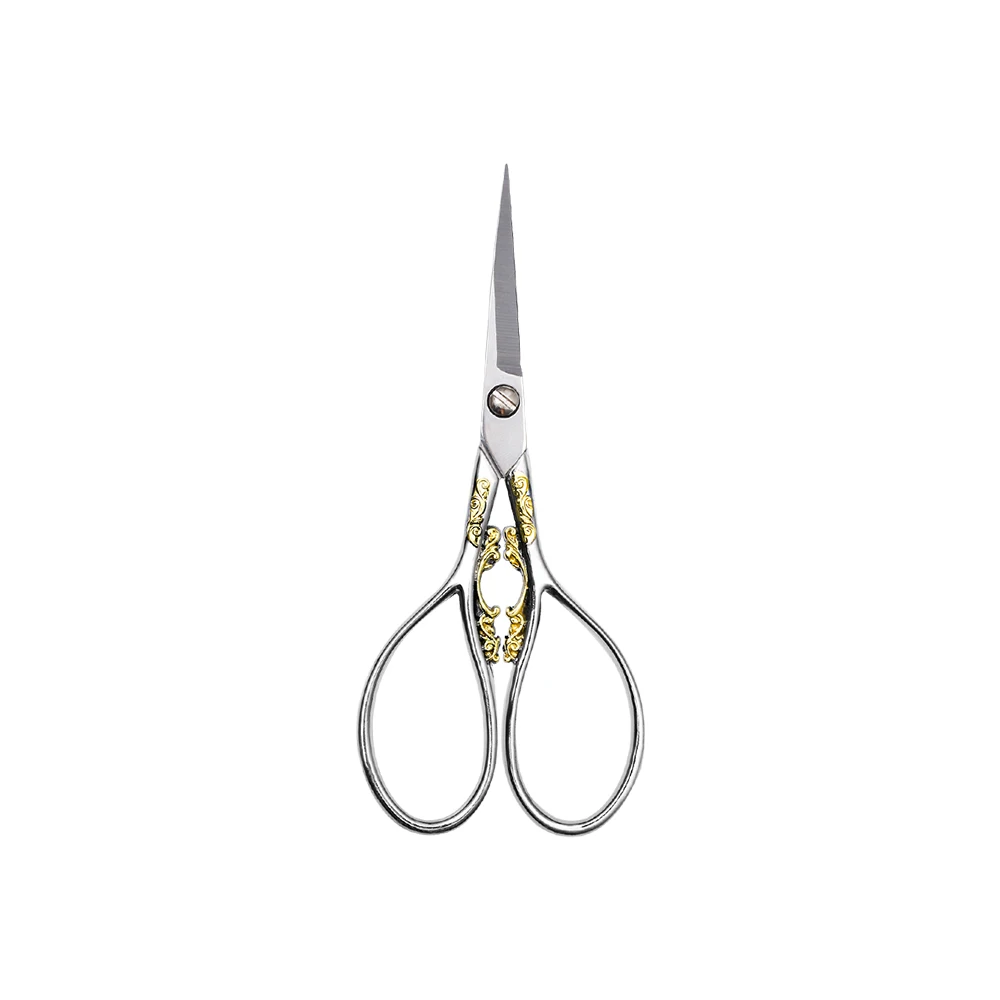 sliver gold flower LMDZ винтажные ножницы из нержавеющей стали, 1 шт., серебряные портновские ножницы, винтажные швейные ножницы для тканевого ремесла, бытовые швейные ножницы - Цвет: sliver gold flower