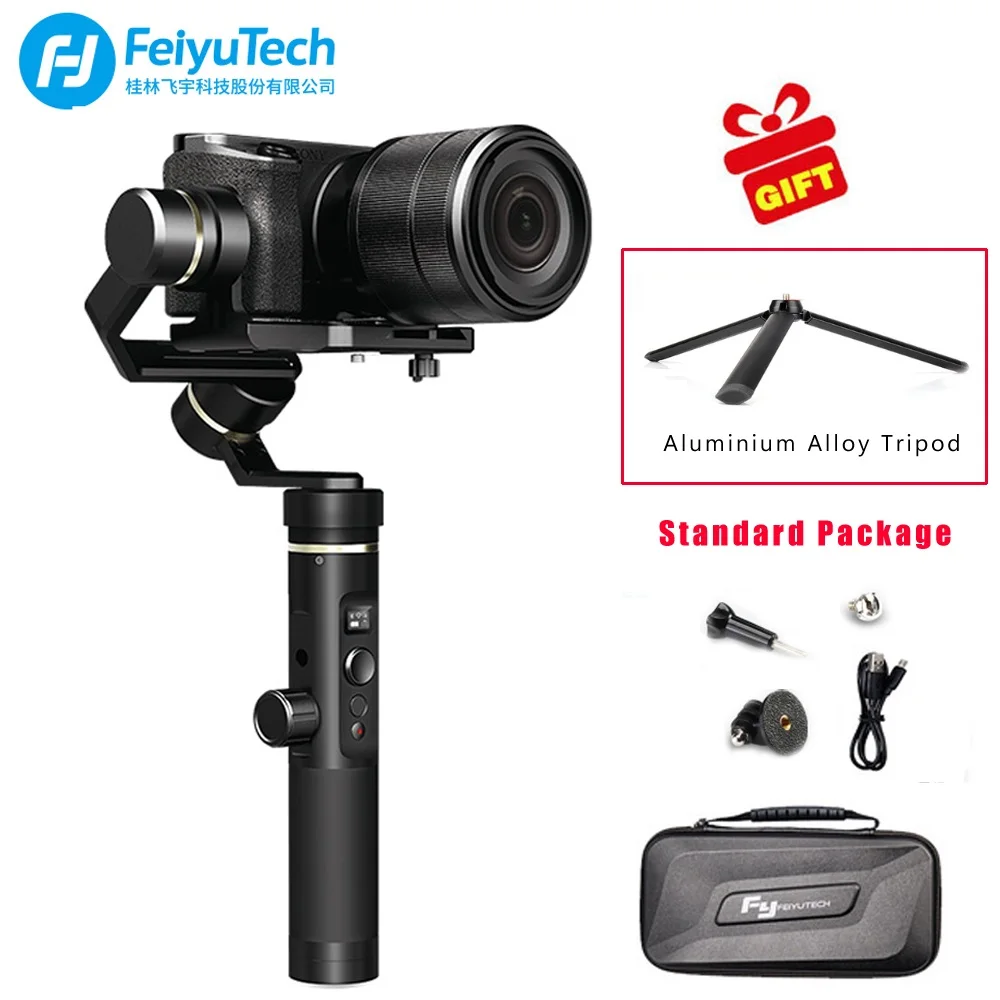 G6 Plus with tripod Feiyu Tech G6 плюс 3-осевой бесщеточный карданный стабилизатор для mi женские низкие Туфли-один Canon sony экшн Камера смартфон крепление для спортивной камеры xiao mi Gopro 7 6 5 - Цвет: G6 Plus with tripod