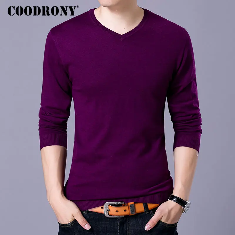 COODRONY Brand Sweater Men Knitwear Pull Homme Streetwear Classic Casual V-Neck Pullover Men Autumn Winter Woolen Sweaters 91054