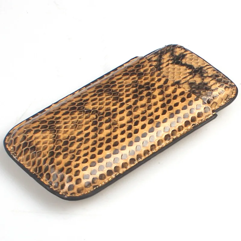 snake leather Роскошный стиль настоящая змеиная кожа 3 трубки держатель для сигар Humidor путешествия переноска для сигар увлажняющая коробка портативный чехол гаджет чехол для дыма - Цвет: snake leather