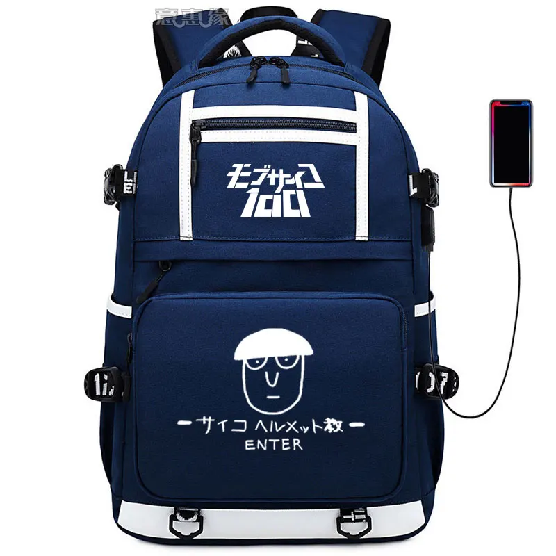 021 Mob Psycho 100 Рюкзак Mobu Saiko Hyaku сумка Повседневная usb зарядка рюкзак аниме Studert школьная сумка для ноутбука дорожная сумка - Цвет: 021