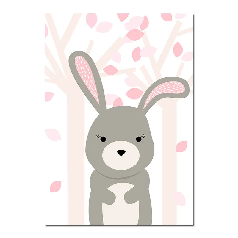 Kawaii Лесной животных стены искусства холст плакат Лес животных печати живопись скандинавские украшения картина Дети украшения спальни - Цвет: Picture 1