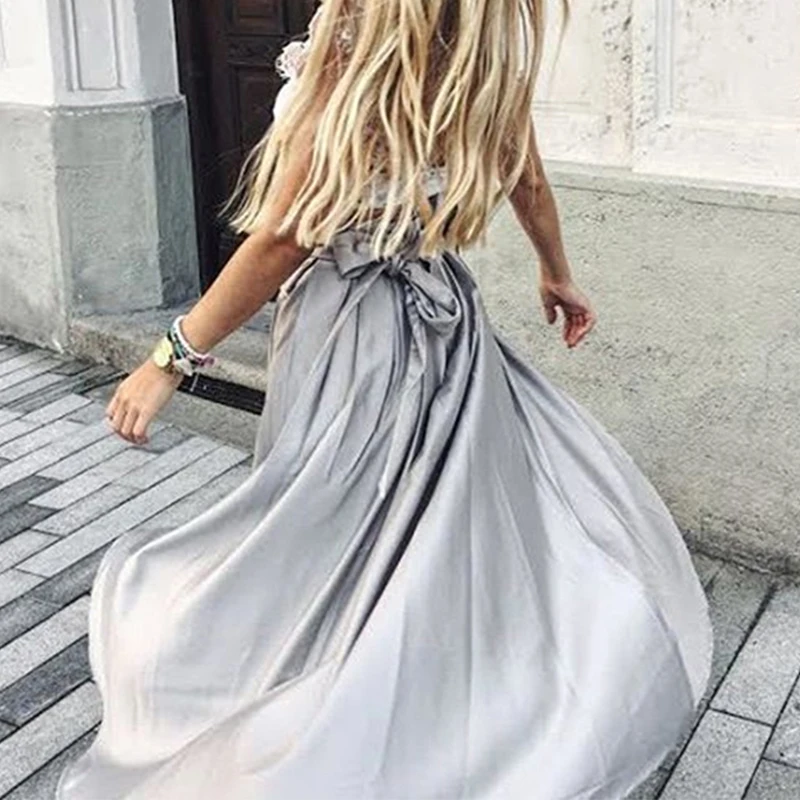 Элегантные Асимметричные Длинные Сатиновые юбки макси с оборками для женщин