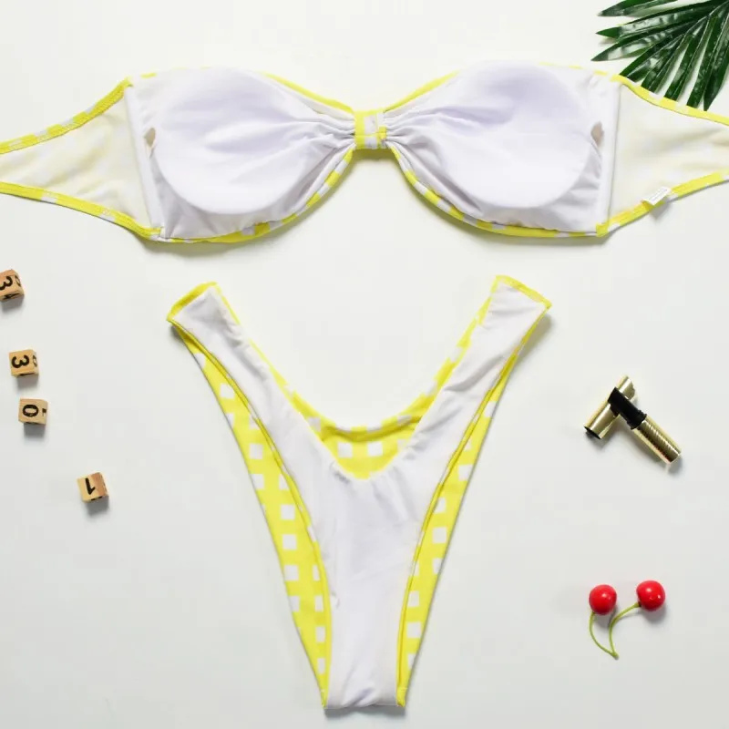Купальные костюмы с бантом женское треугольное бикини Женский закрытый
