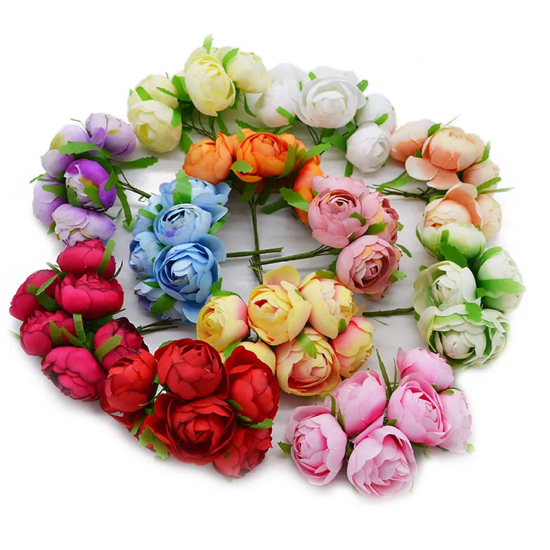 Искусственные цветы Букет пионов из шелка 6 шт. 4 см букет для свадьбы домашнего