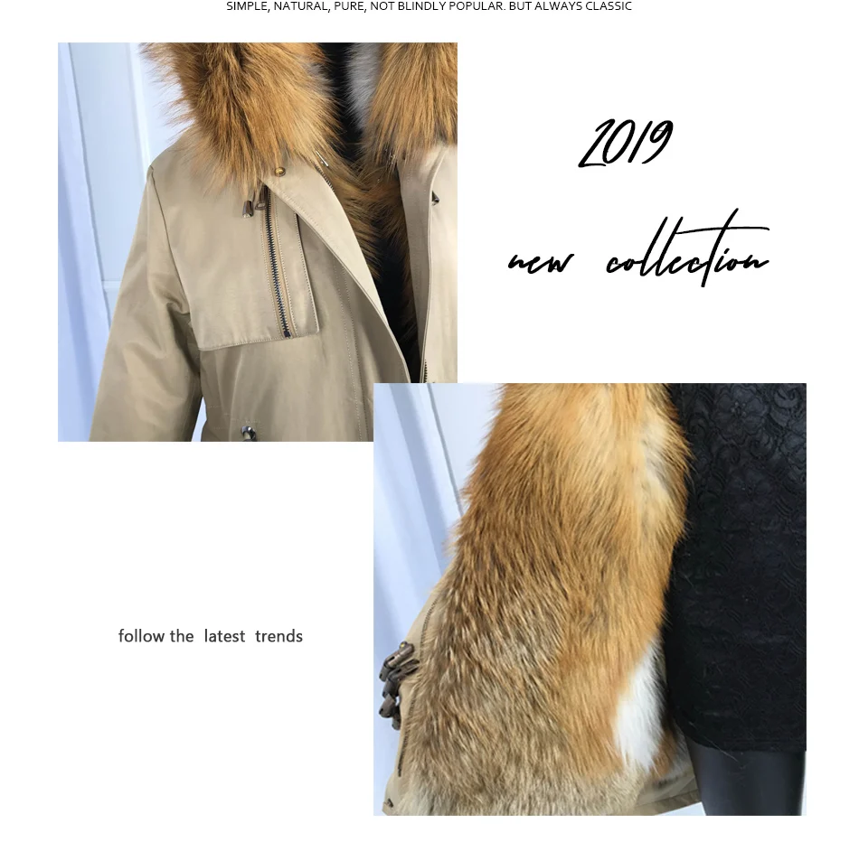 Парки из настоящего меха для Для женщин зимняя верхняя одежда с red fox меховым воротником, с капюшоном, с подкладкой большой толстовка с принтом лисьей морды пальто с мехом Куртка Толстая теплая куртка для оптоволоконного кабеля
