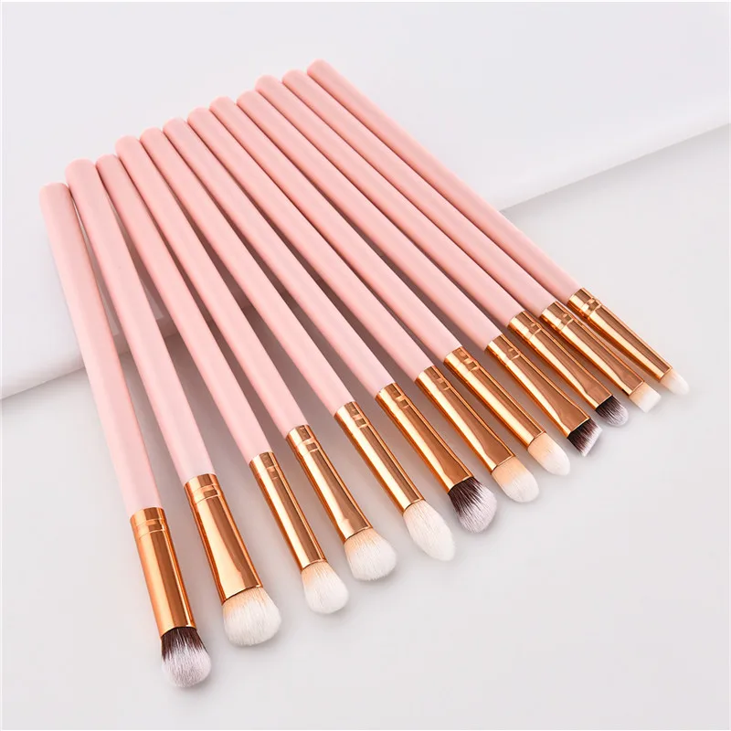 Женская Кисть для макияжа набор из 12 кистей с розовыми ручками и тенями