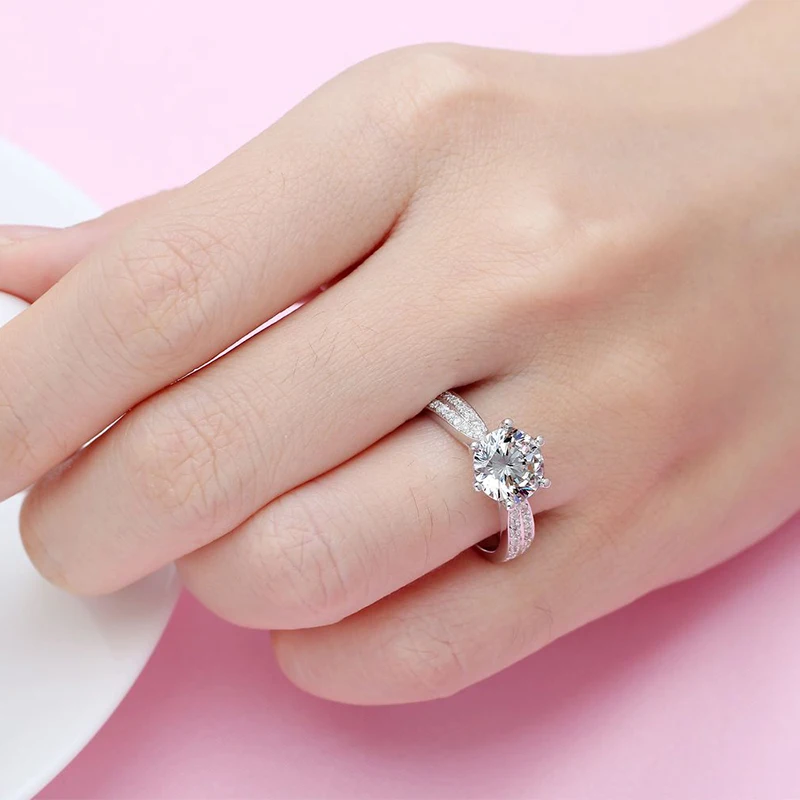 ULEX серебряное кольцо 1-4ct геометрическое 925 пробы Серебряное блестящее