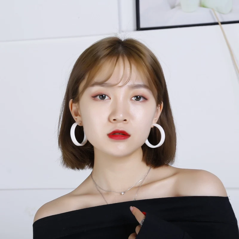 Модные красочные круглые серьги-кольца для женщин декоративные узоры из мрамора