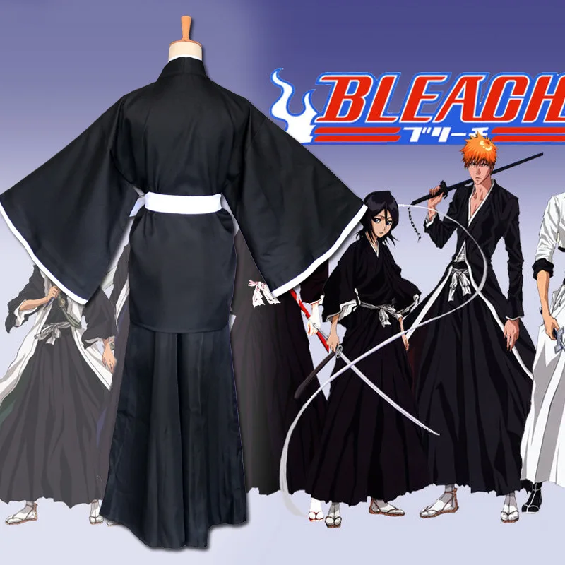 Аниме BLEACH Kuchiki Rukia Косплей Шинигами кимоно с мотивом смерти душа жнец полный комплект Куросаки костюм Ичиго(Топы+ брюки+ пояс