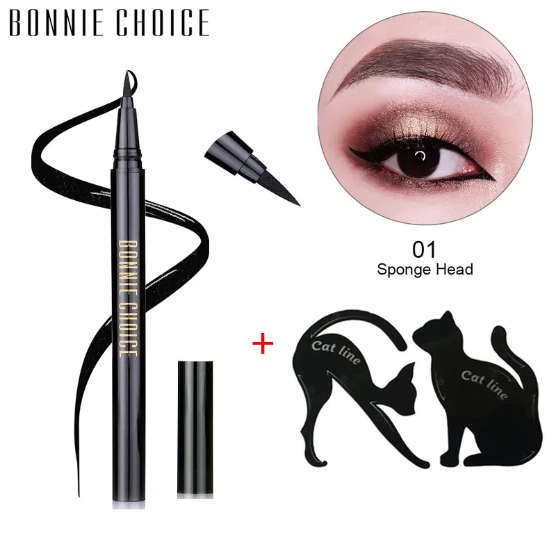 Bonnie Choice 1 шт. Черная Подводка для глаз и кошачий глаз карта долговечная водостойкая жидкая подводка для глаз Косметика для глаз набор инструментов