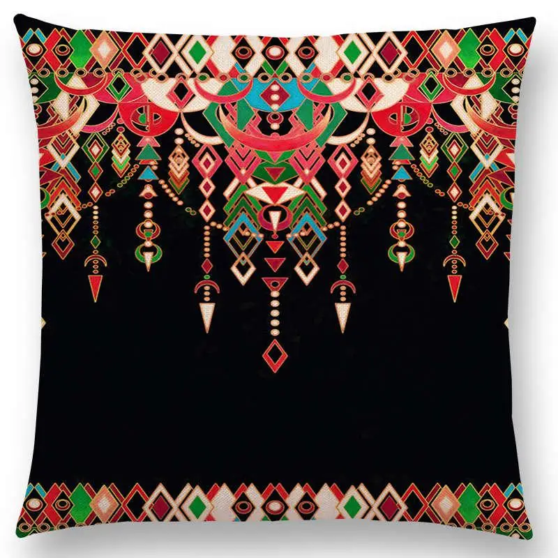 Boho Art Красочные цветы великолепные цветочные каракули растительной геометрии Мандала декоративная картина Автомобильная Подушка Чехол - Цвет: a007015