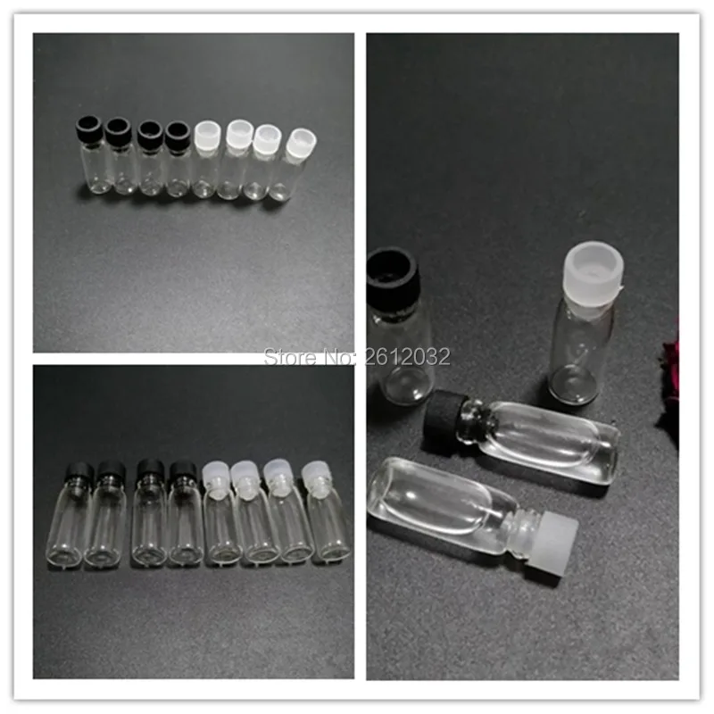 

0.5ml glass vial black white cap dip tips small perfume sample bottle mini cosmetic containe F2017441