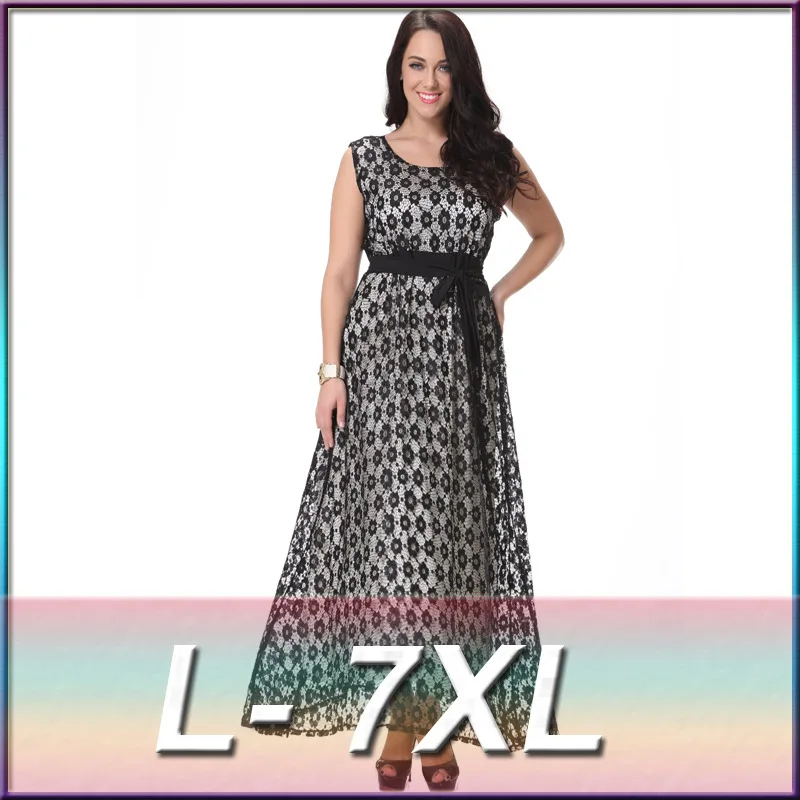 2017 женское элегантное кружевное вечернее платье больших размеров черные