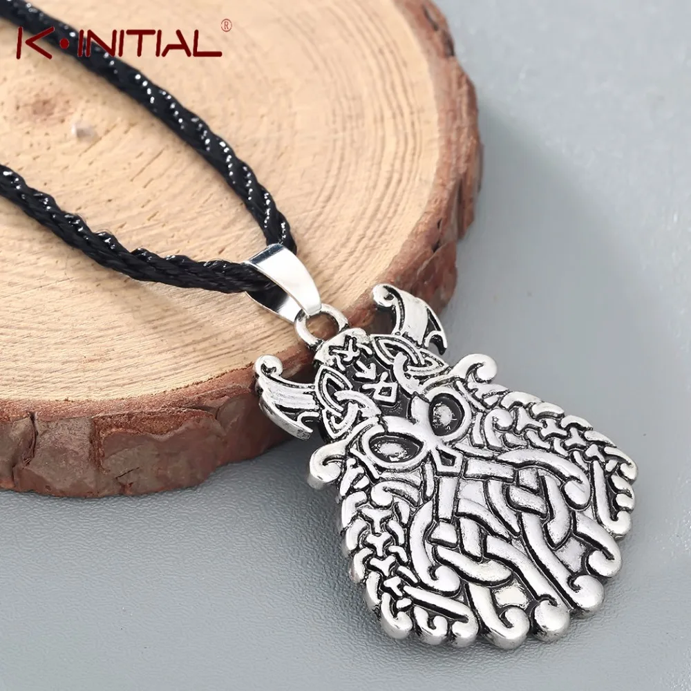 

Kinitial Norse Pendants & Necklaces Pewter God Odin Mask Viking Warrior Pendant Necklace Norse Asatru Rune Jewelry for Men
