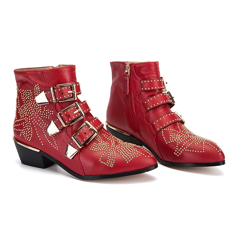 Bottes femme; Роскошные ботильоны для женщин Susanna с кристаллами; зимняя обувь для офиса; Ботинки martin; ботинки в байкерском стиле на не сужающемся книзу массивном каблуке
