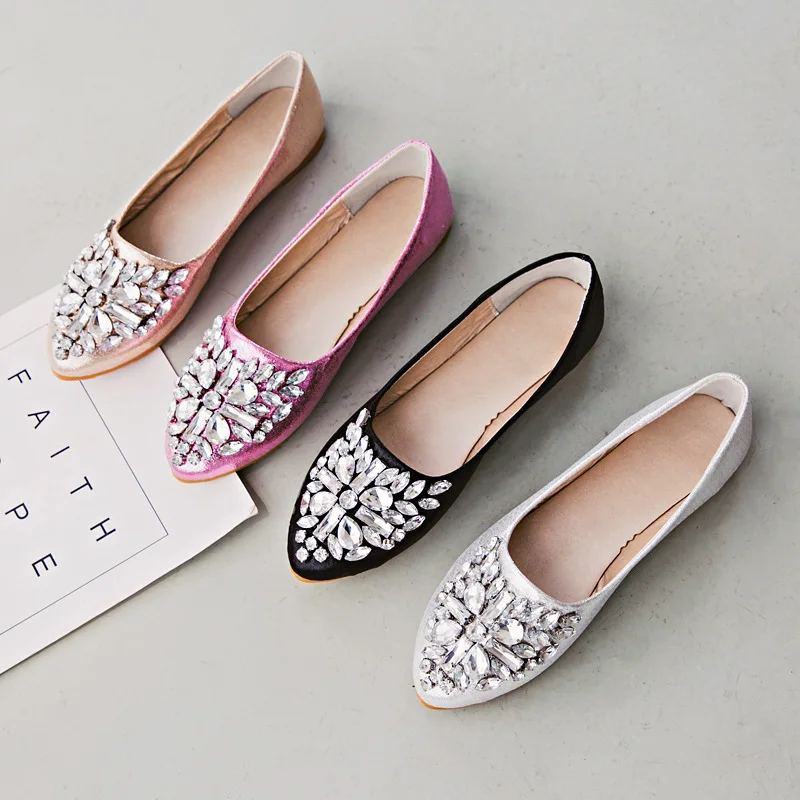 Женская обувь новинка 2019 осенняя модная на плоской подошве для студентов Стразы