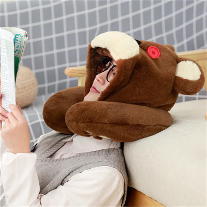 Корейский креативный мультяшный Anne Bear u-образная подушка для шеи соединенная