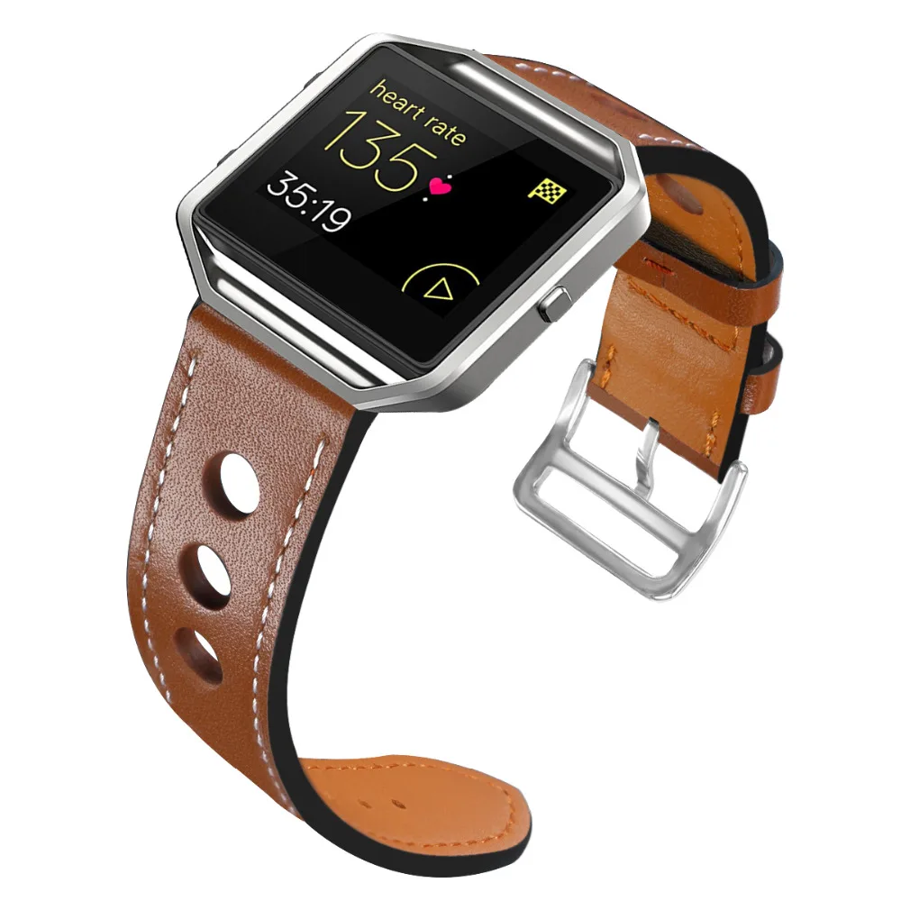 Ремешок кожаный для Fitbit Blaze маленький большой полый ремешок Смарт фитнес часы
