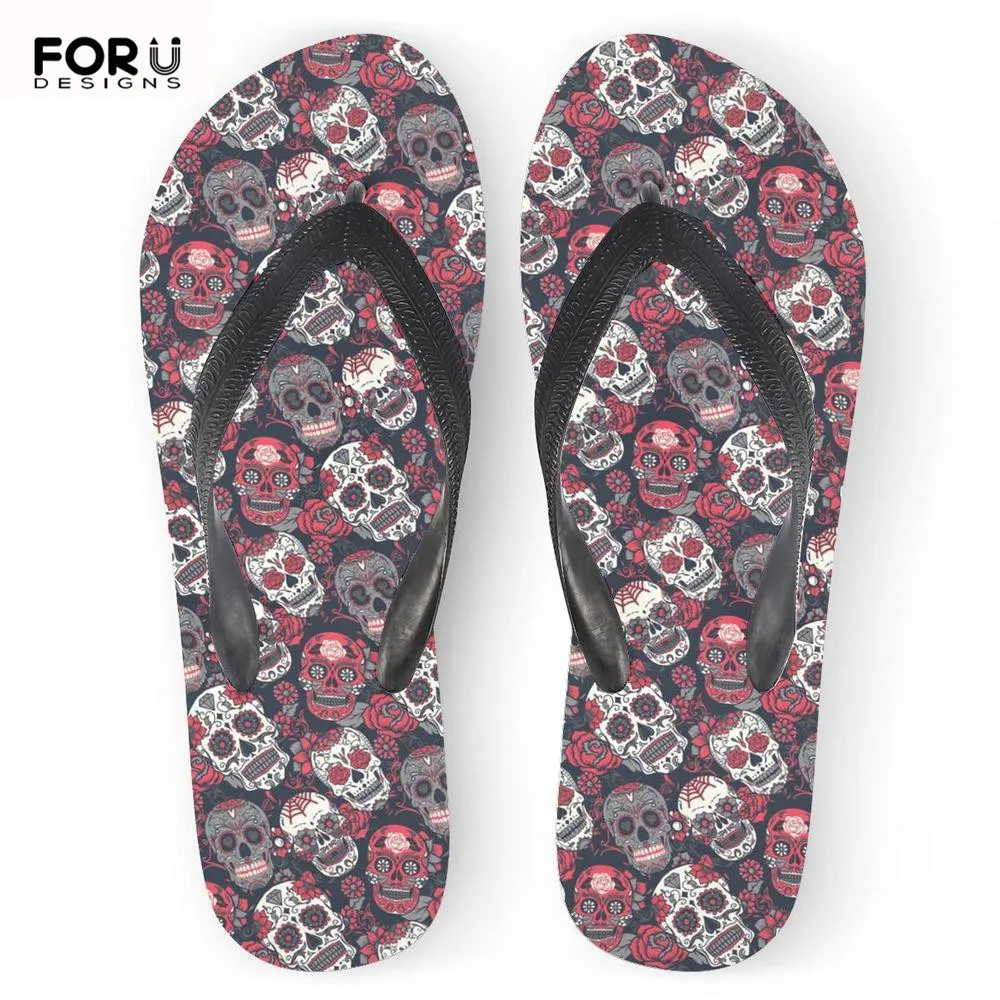 FORUDESIGNS/женские сланцы с объемным рисунком сахарного скелета брендовая пляжная