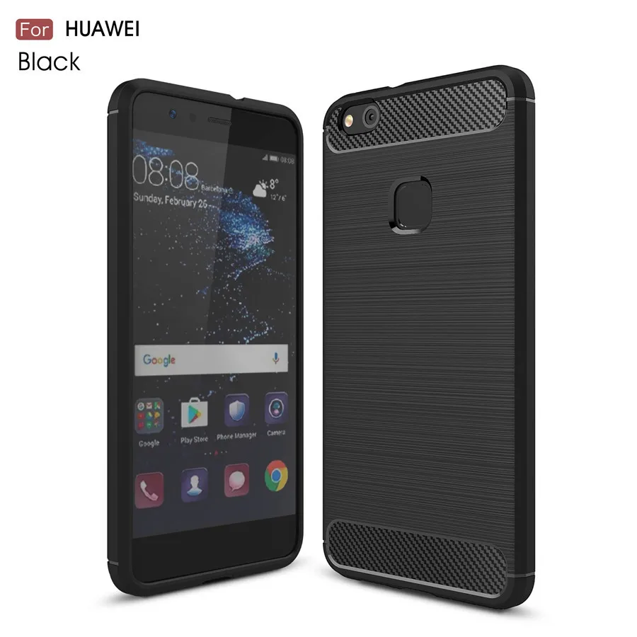 Black Huawei P8 Lite чехол противоударный huawei P20 P30 Lite Pro P9 P10 бампер из углеродного волокна ТПУ силиконовый защитный чехол - Цвет: Black