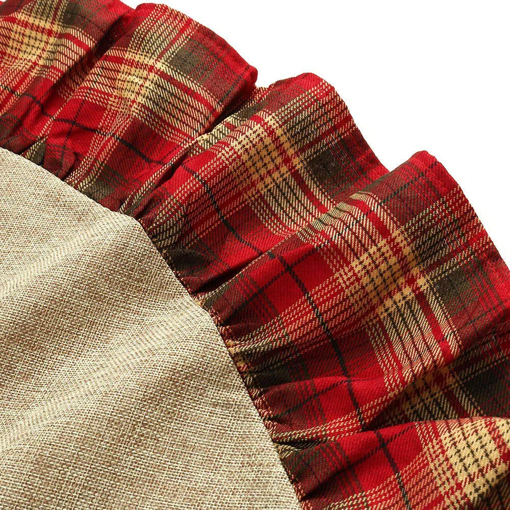 122 см новогодняя елка юбка в красно черную клетку гофрированная манжета с полотно