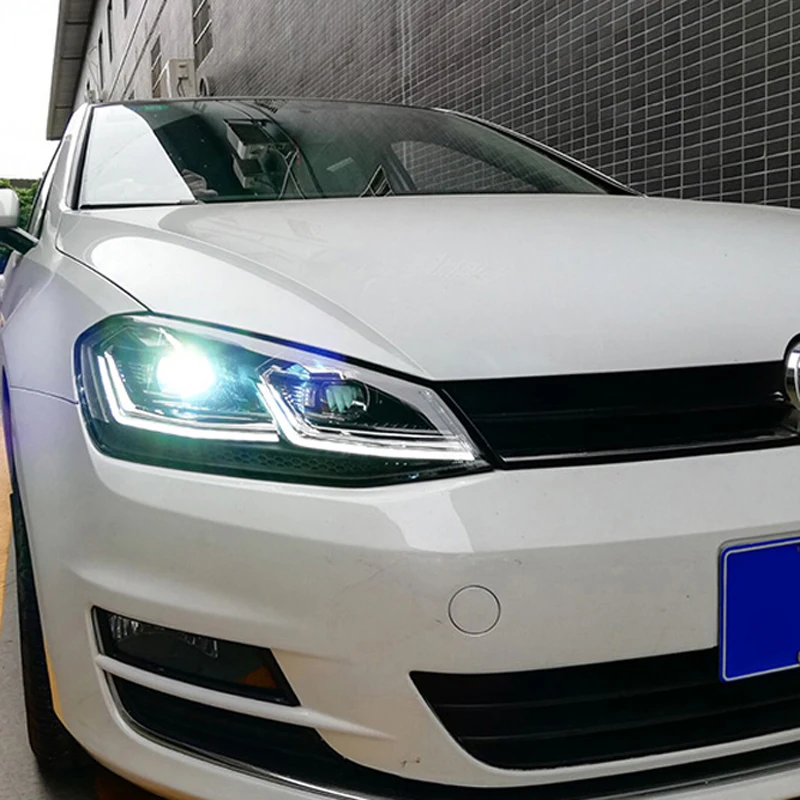 Автомобильные фары для Volkswagen Golf 7 Golf 7,5 фары 2013- ангельские глазки Биксеноновые линзы проектор светодиодный DRL луч противотуманные фары
