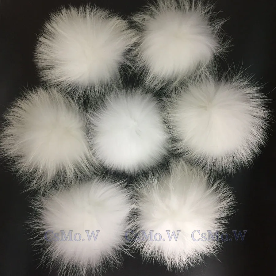 white 10 шт./Партия DIY большой размер 15 см DIY настоящие помпоны из лисьего меха енота шарики-Помпоны натуральный мех помпон для шляпа и Сумка Обувь шарфы - Цвет: white