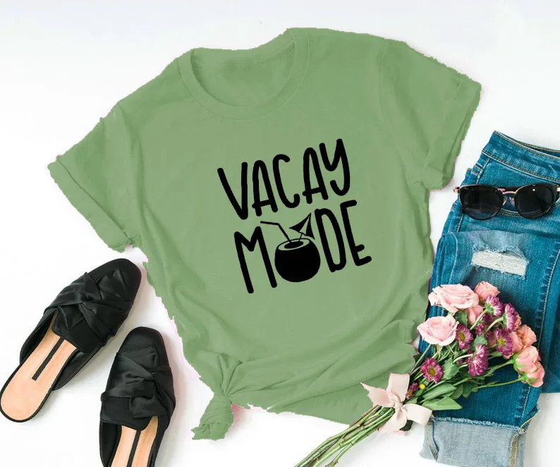 Vacay mode Летняя Пляжная футболка для отдыха новинка Tumblr хипстерская забавная топы с