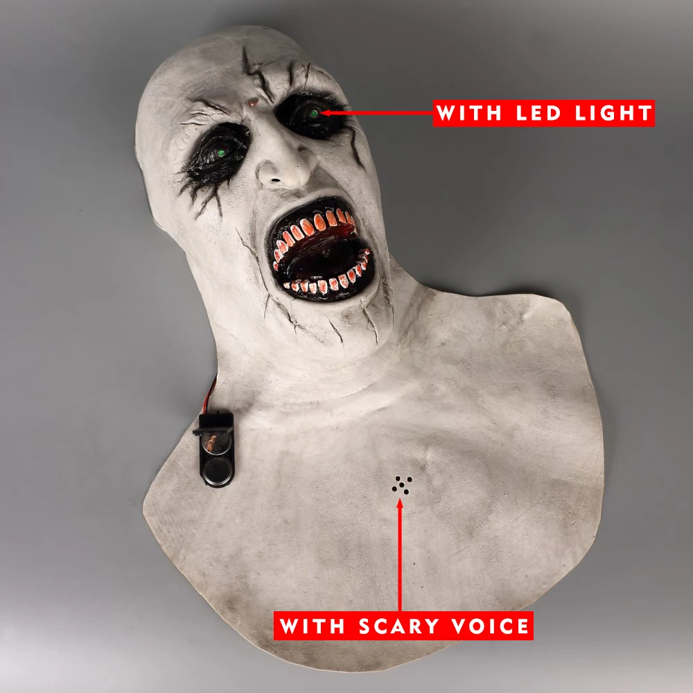 Монахини маска страшная маска с страшный голос с Led светильник Косплэй Valak латексные маски с платок на голову Шлем Хэллоуин вечерние реквизит