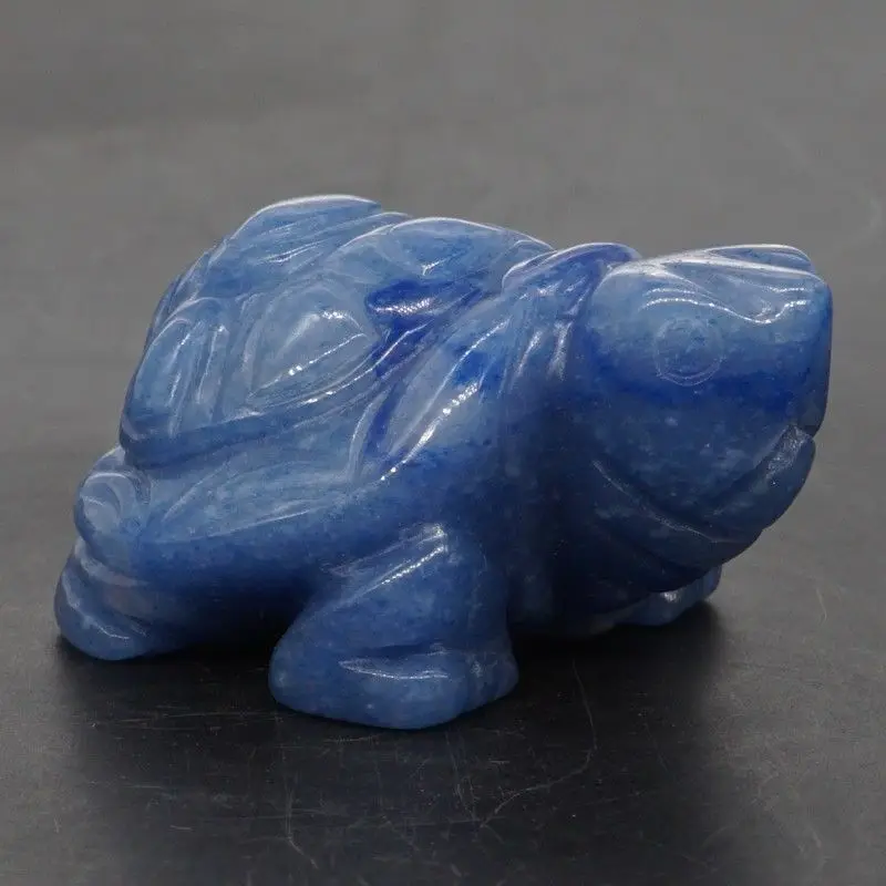 Статуэтка черепахи 2 дюйма резная из натурального драгоценного камня с синим