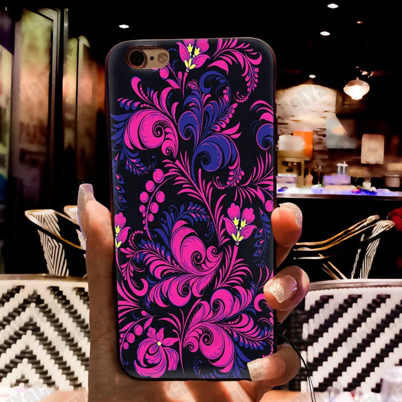 Хохлома русский цветок дизайн чехла для телефона iphone 11 12 Pro XR XS Max 8 7 6 6S Plus X 5 5S