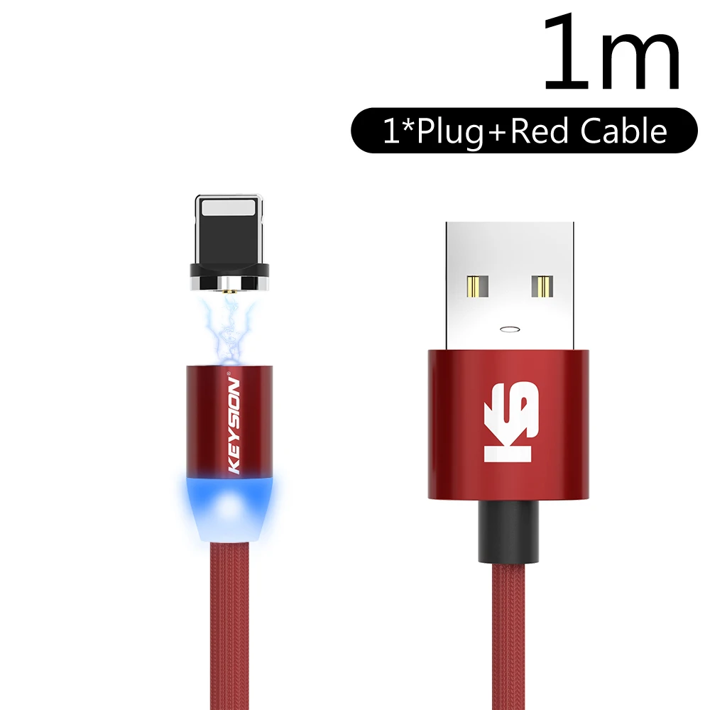 Silver1m KEYSION type-C светодиодный магнитный кабель для Xiaomi mi 9T Pro mi 9 SE Red mi K20 Note 7 Pro 1m 2m 2A кабель для быстрой зарядки type-C для Poco F1 - Цвет: Silver1m