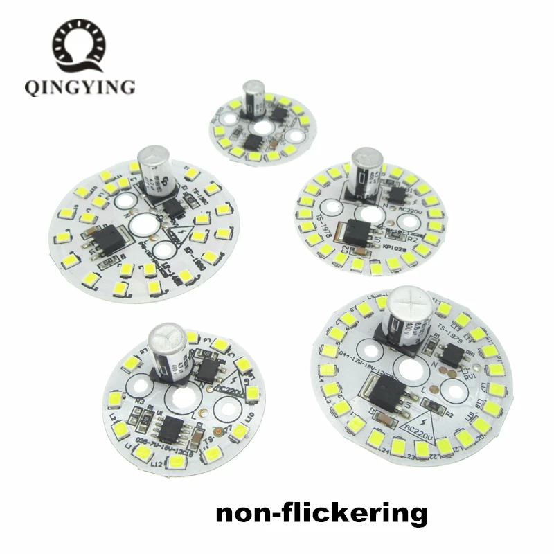 

50 шт. ac 220 в светодиод 5 вт 7 вт 9 вт 12 вт 15 вт пластина без мерцания высокая PF SMD2835 белая световая пластина с умным IC для светильник почки