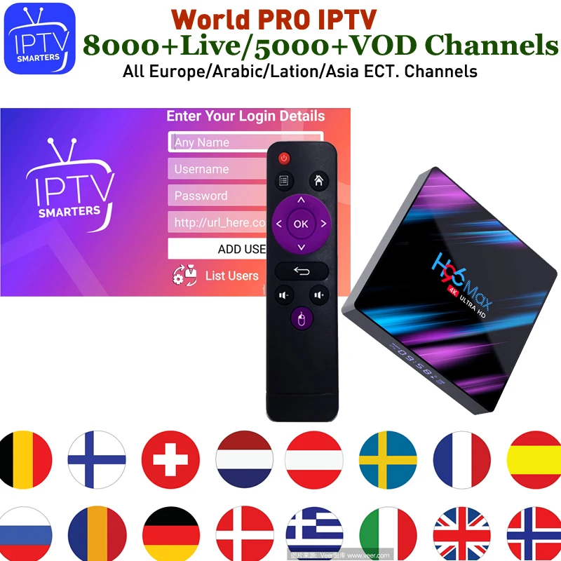 Телевизионная коробка H96MAX RK3318 4 Гб 64 ГБ для 8000+ live netherland Poland Бразилия Австрия Швейцария Hugary Albania ТВ каналы